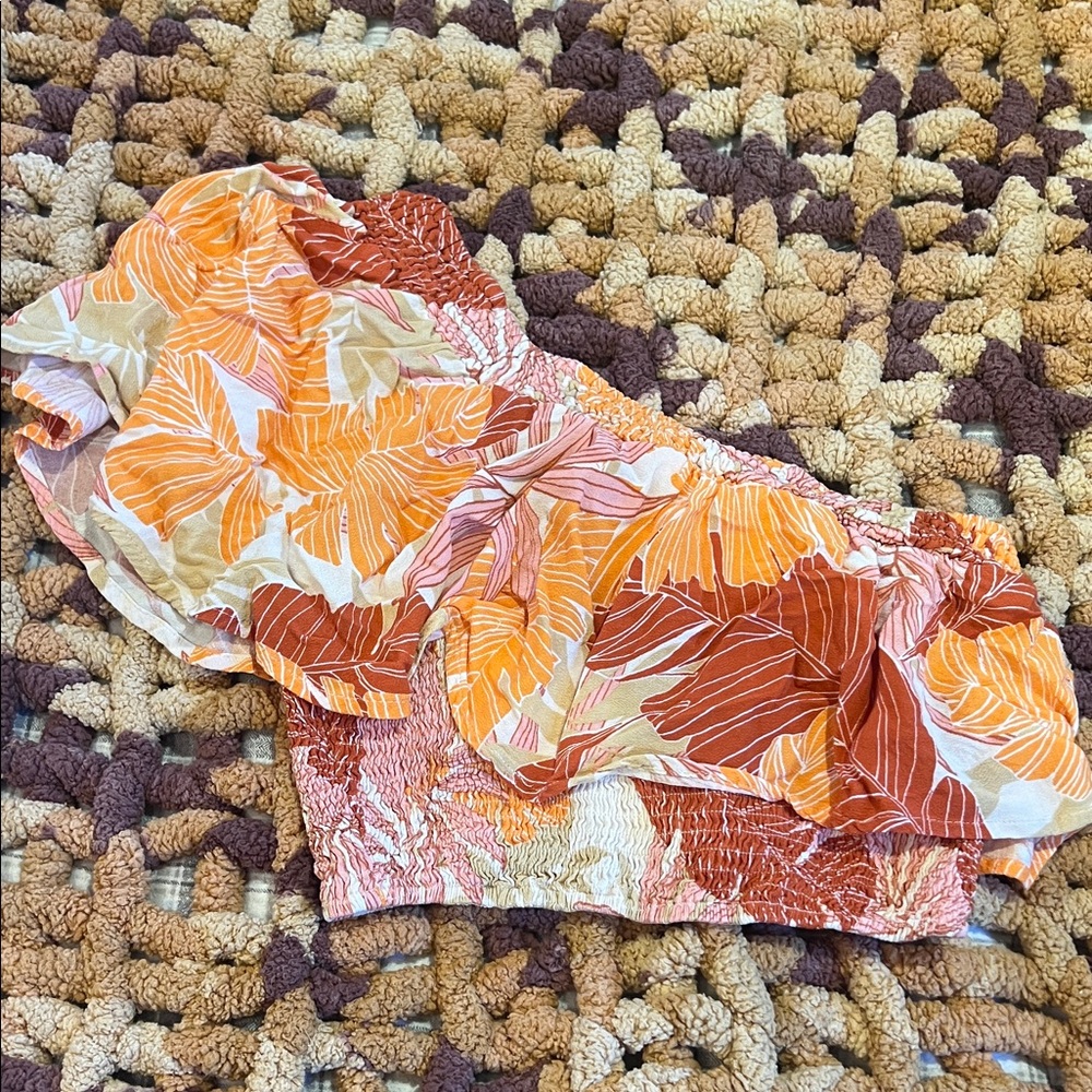 ILLA ILLA Orange and Brown Leaf Print Blouse